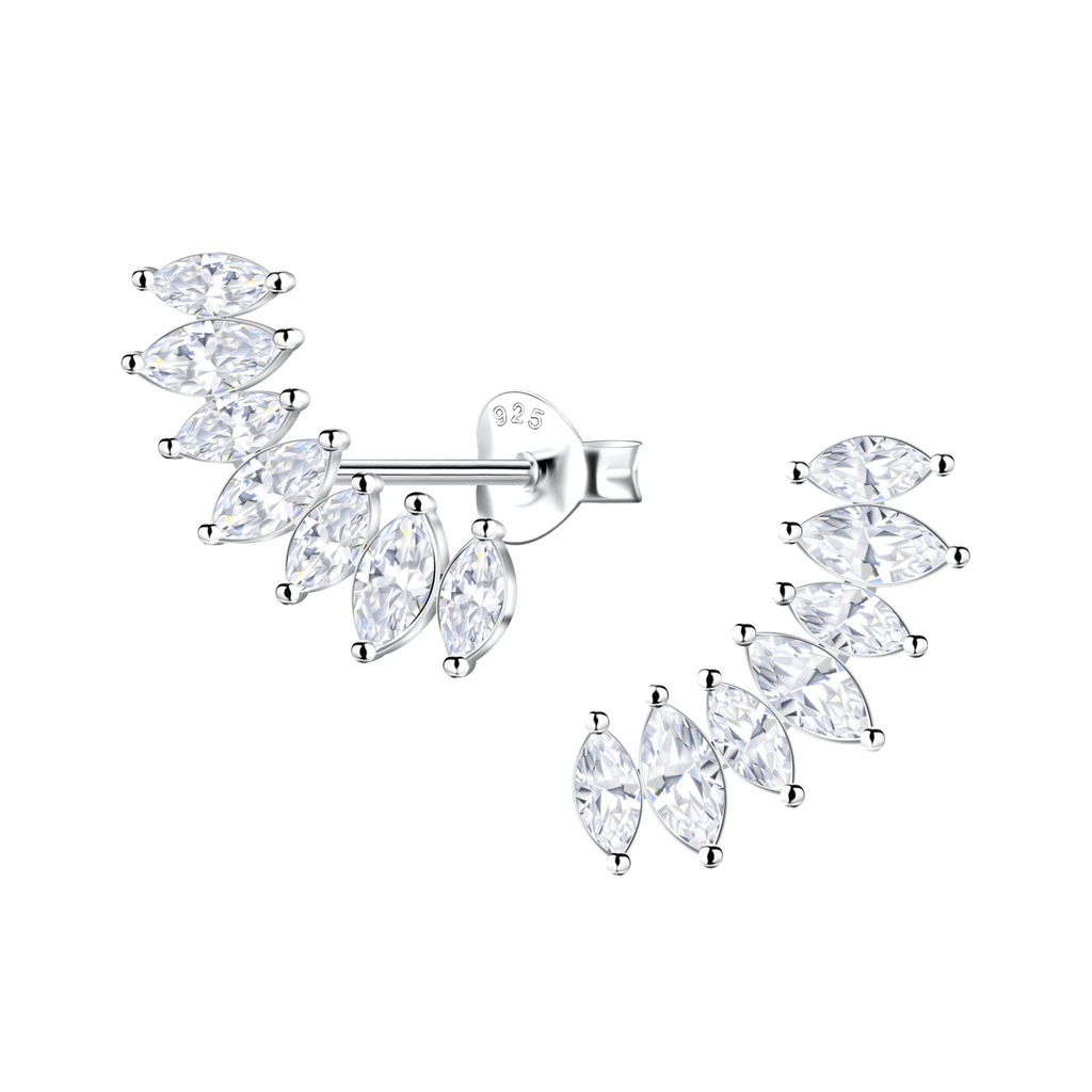 [10034132] Puces d'oreilles marquise courbées en argent