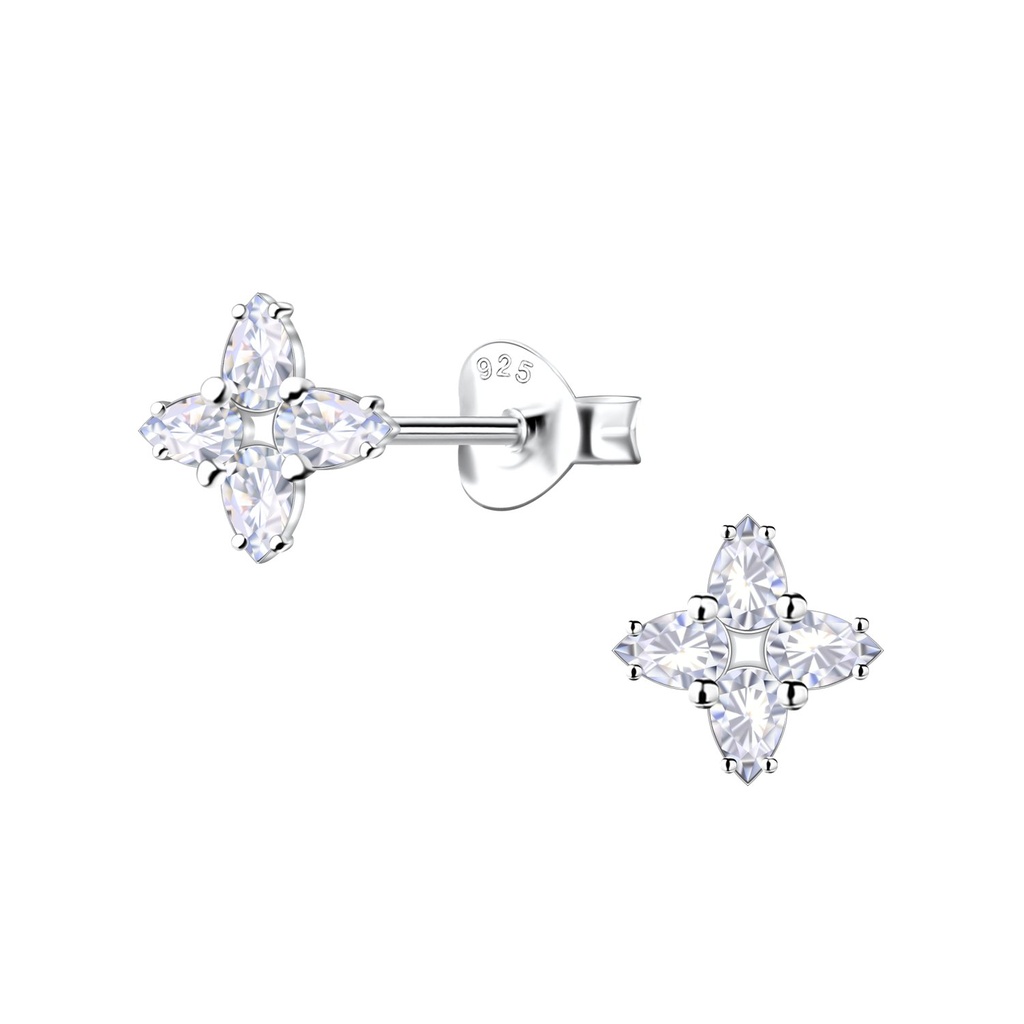 Puces d'oreilles fleur en argent