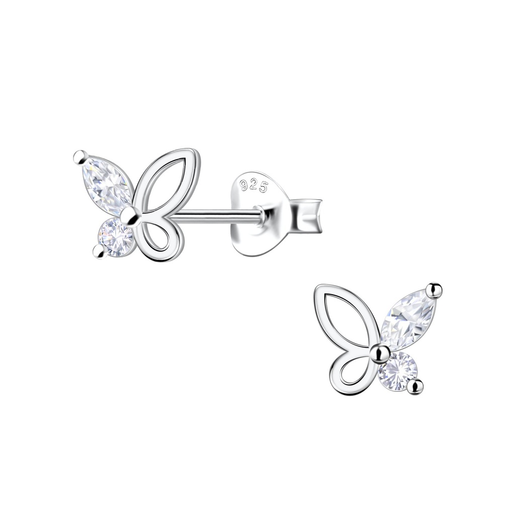 Puces d'oreilles papillon en argent