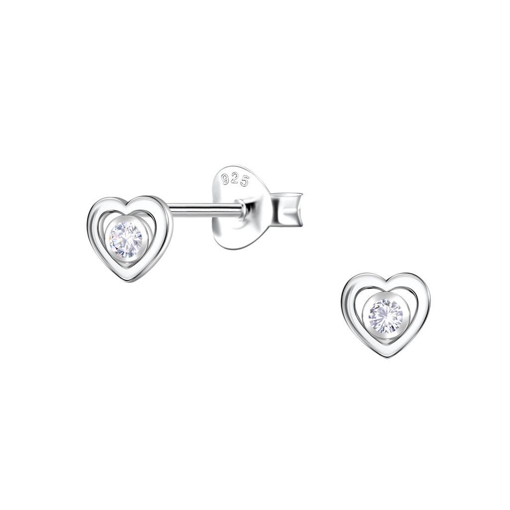 Puces d'oreilles cœur en argent