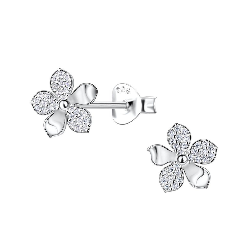 Silver Flower Stud Earrings