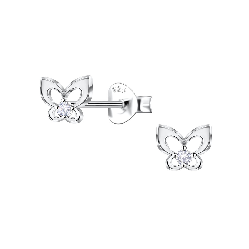 [10034423] Puces d'oreilles papillon en argent