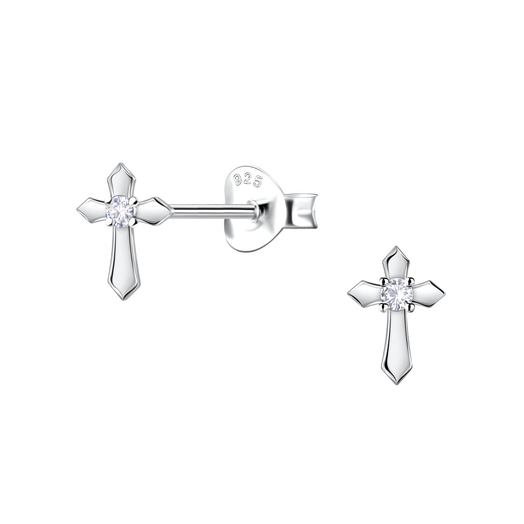 Silver Cross Stud Earrings