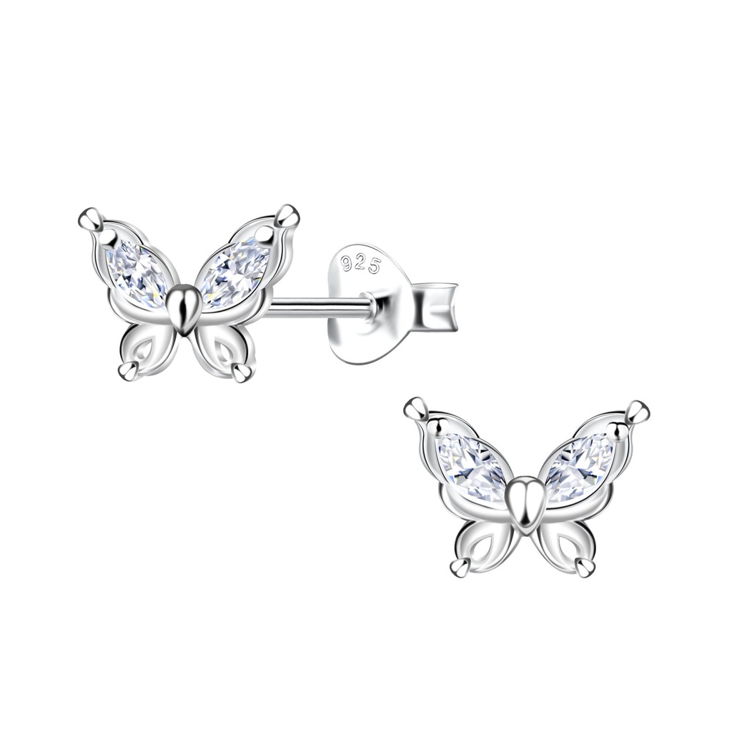 Silver Butterfly Stud Earrings 