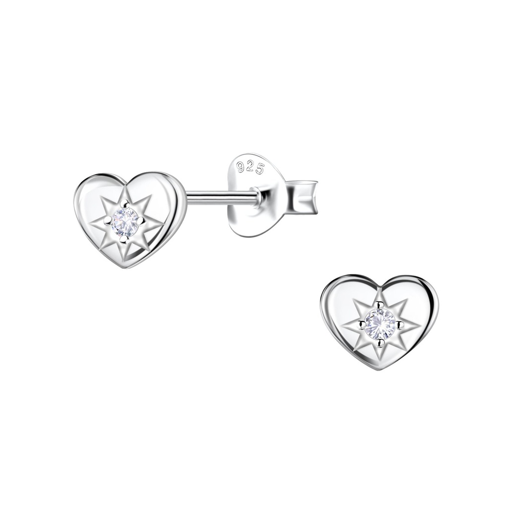 Puces d'oreilles cœur en argent