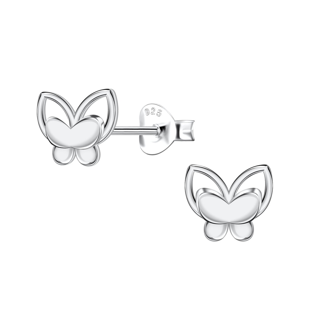 Puces d'oreilles papillon en argent