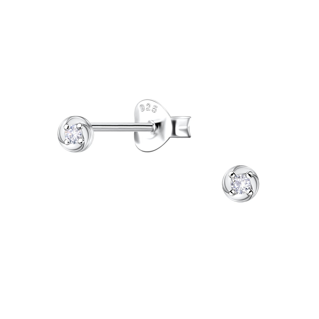 Puces d'oreilles torsadées rondes en argent
