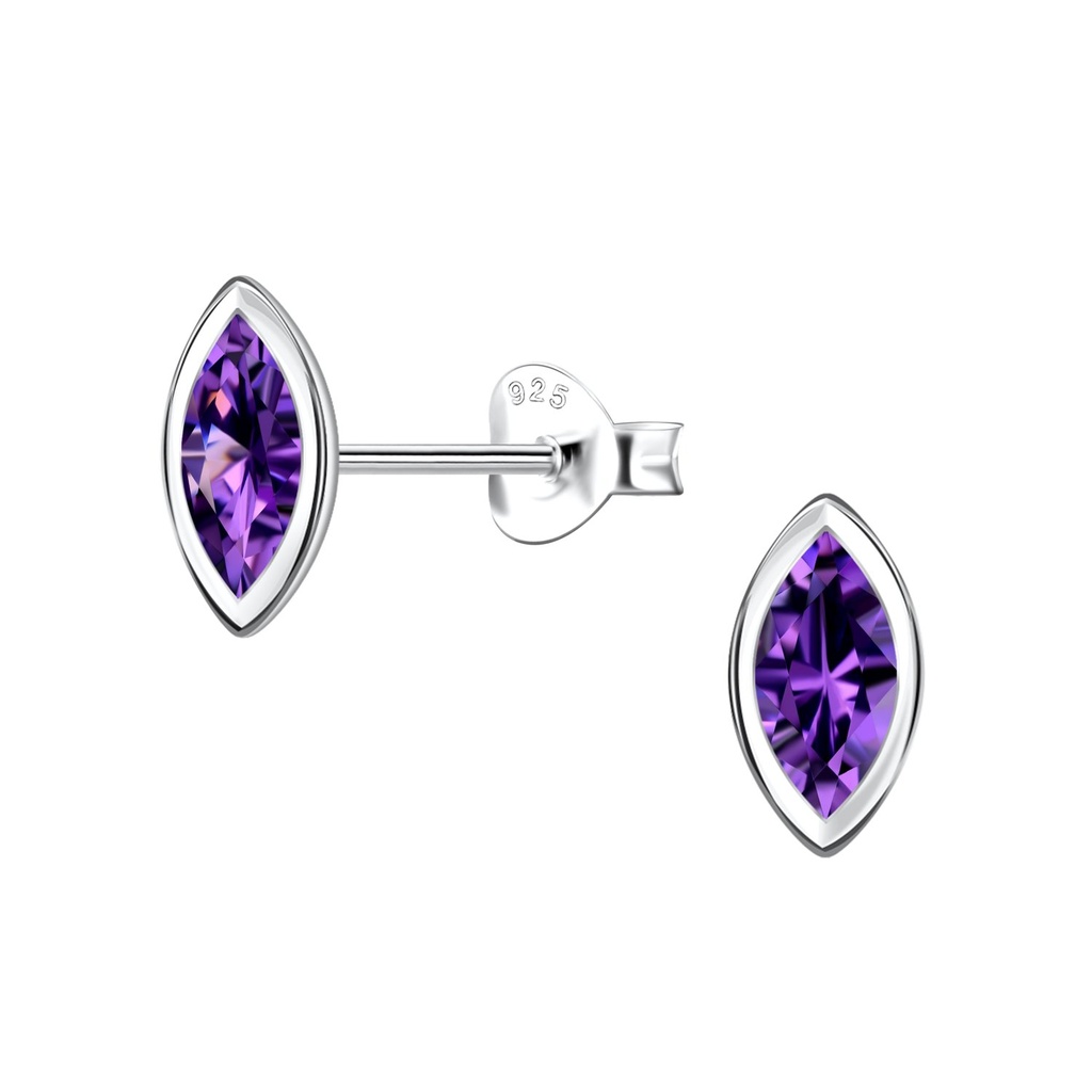 4x8mm Marquise Cubic Zirconia Silver Stud Earrings