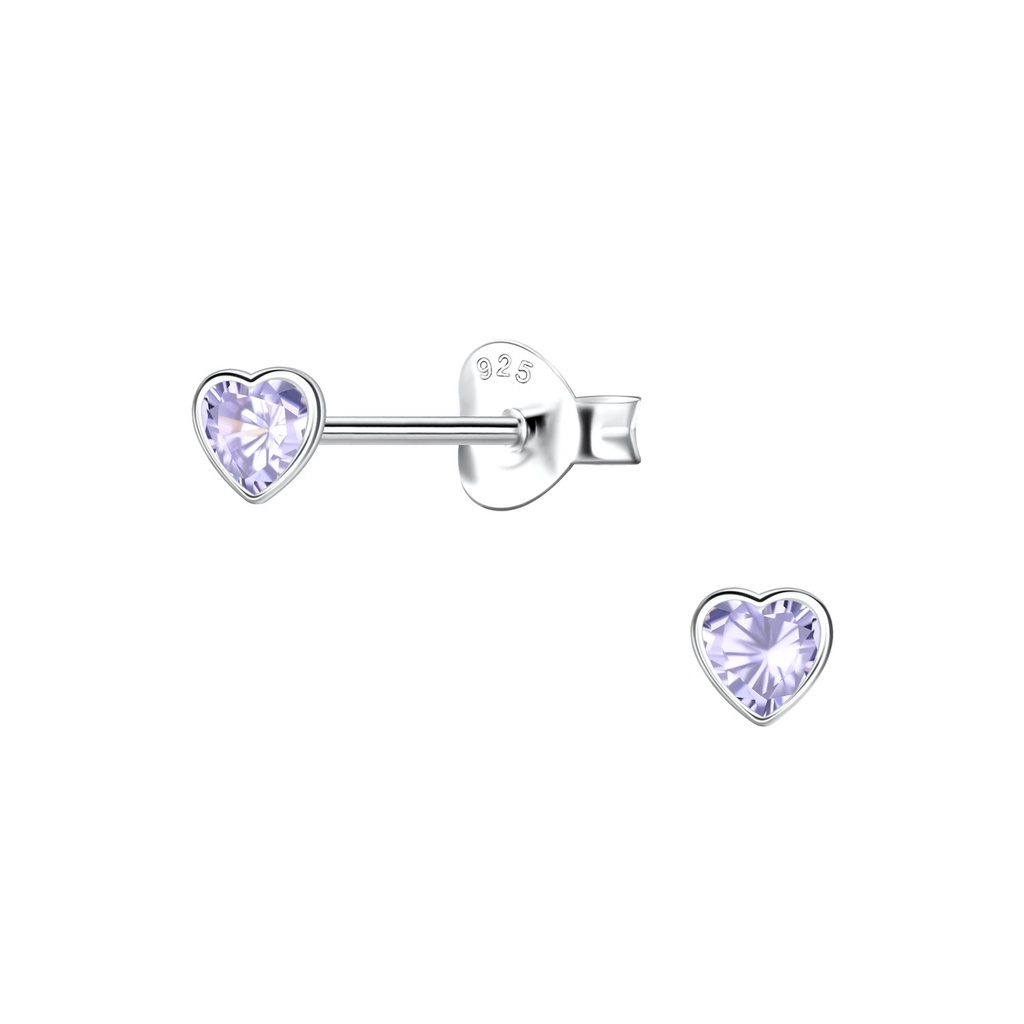 [10034285] Puces d'oreilles en argent zircon cœur 3 mm (Lavender)