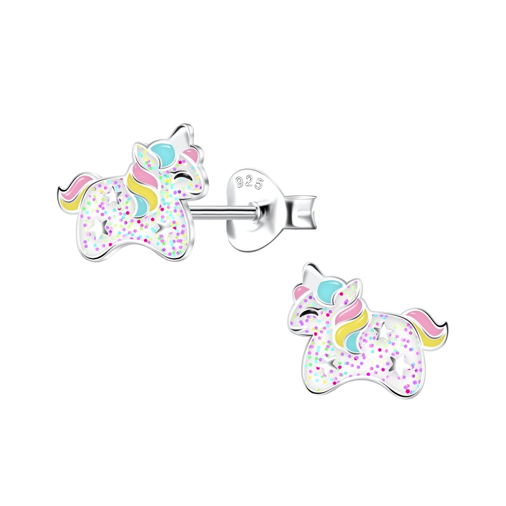 Silver Unicorn Stud Earrings