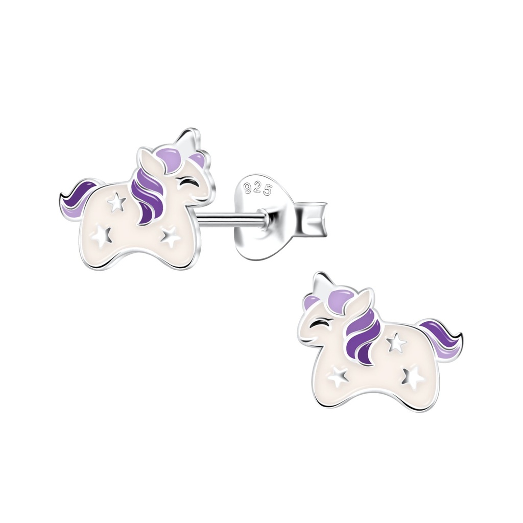 Silver Unicorn Stud Earrings