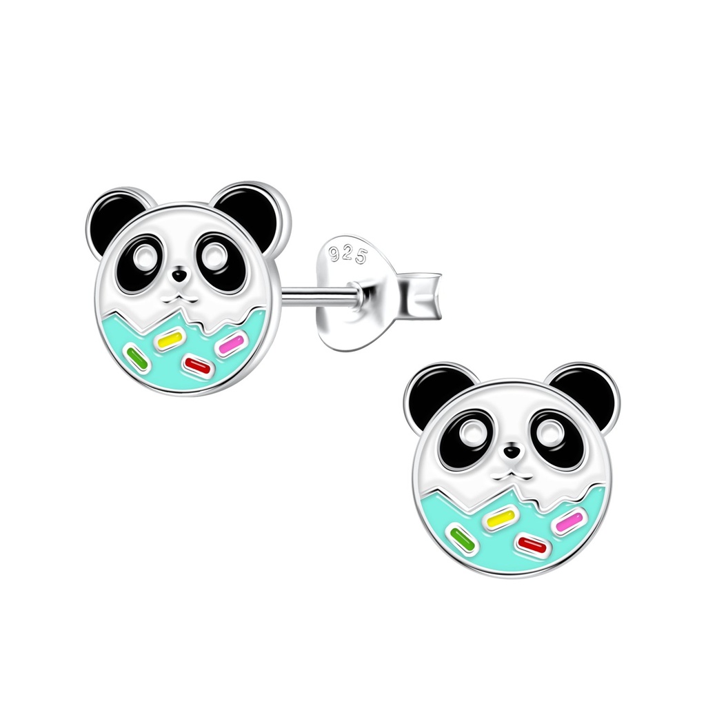 Puces d'oreilles panda en argent