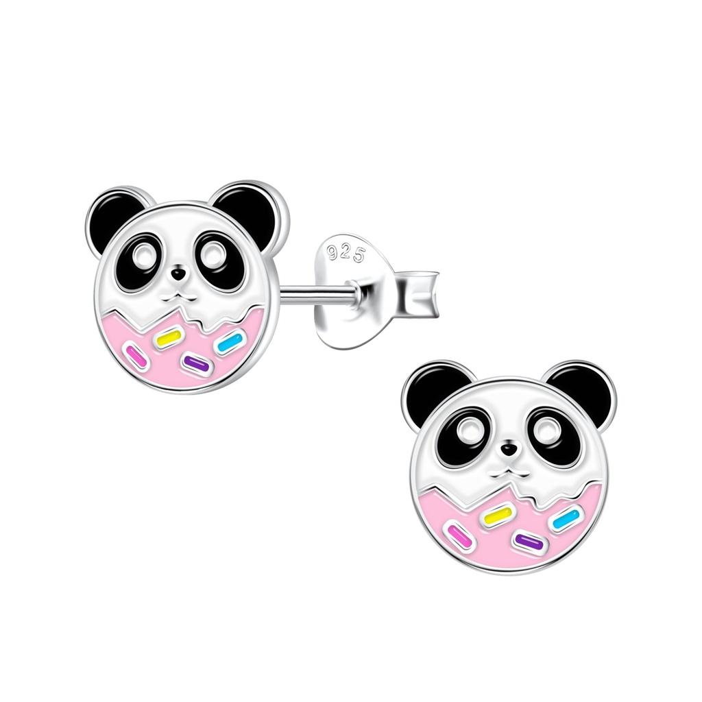Silver Panda Stud Earrings
