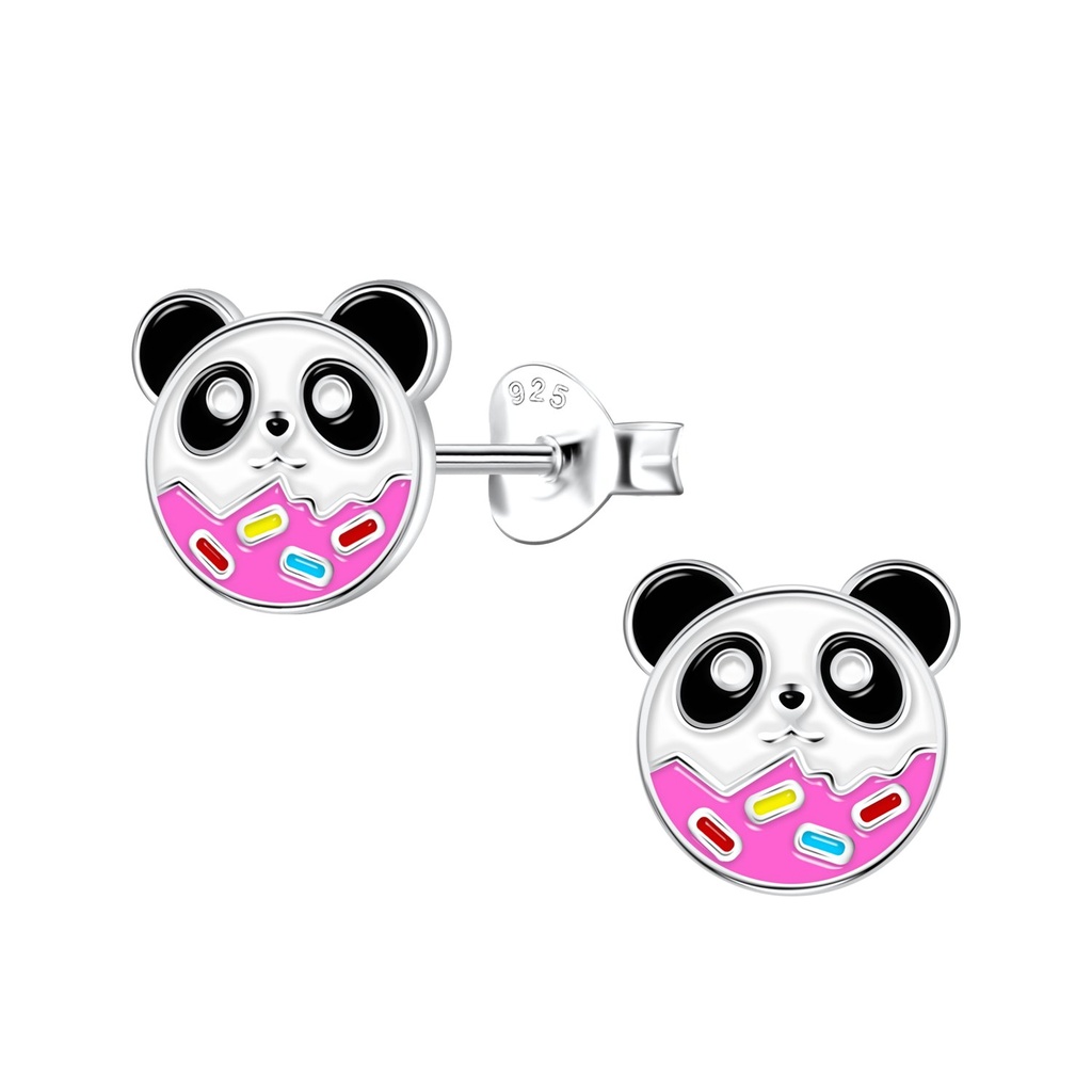 Silver Panda Stud Earrings