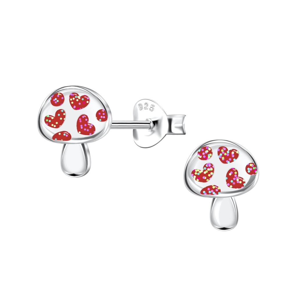Silver Mushroom Stud Earrings