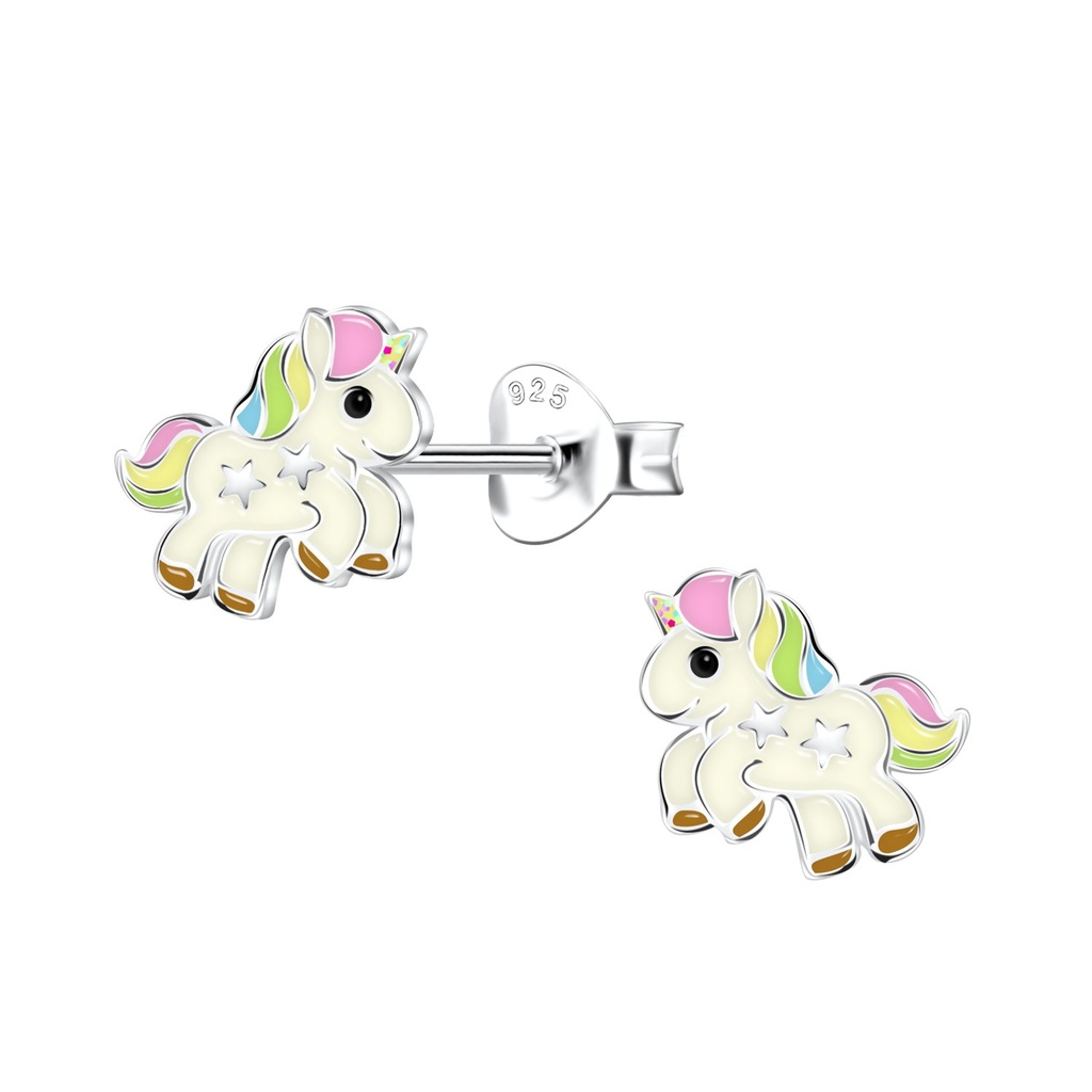 Silver Unicorn Stud Earrings
