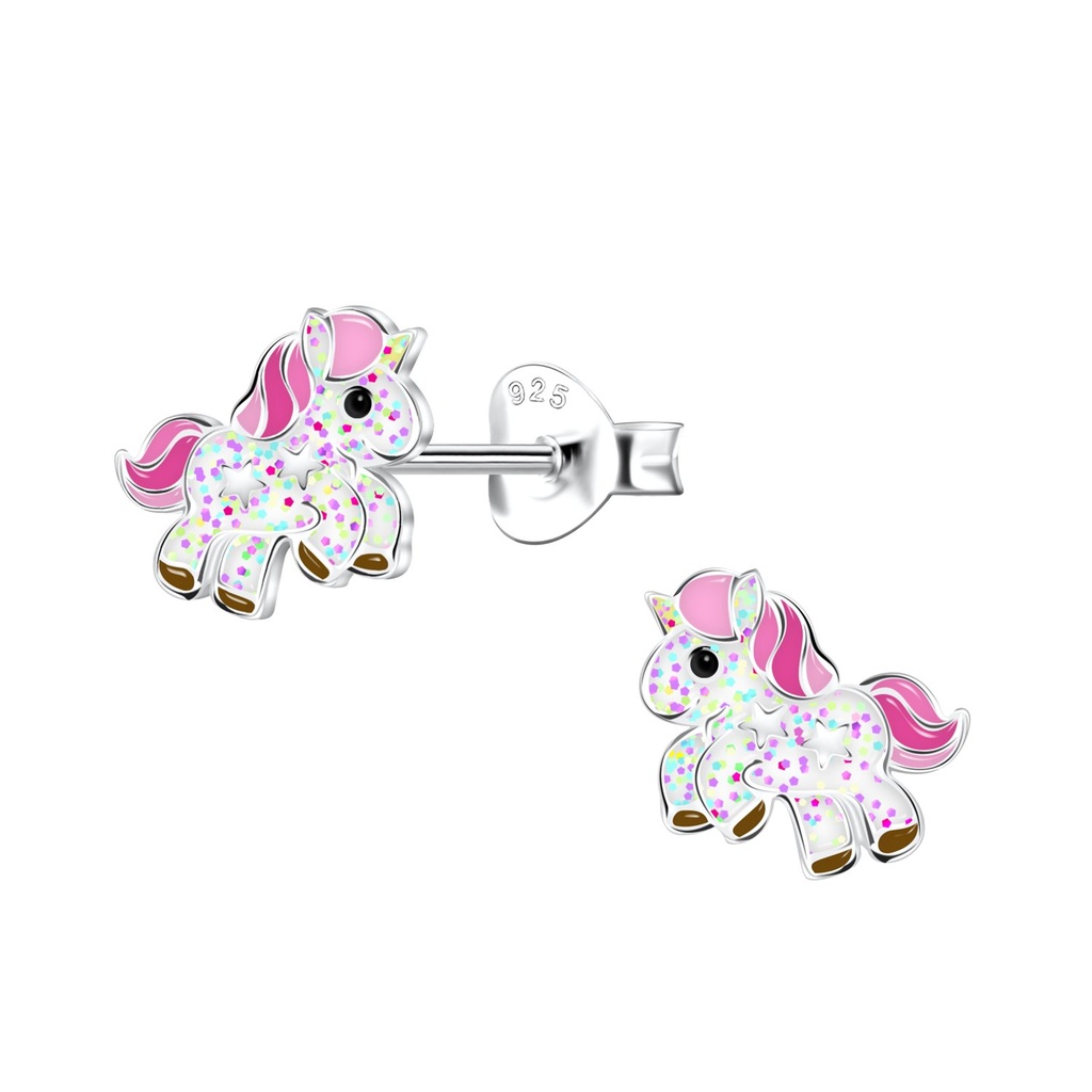 Silver Unicorn Stud Earrings