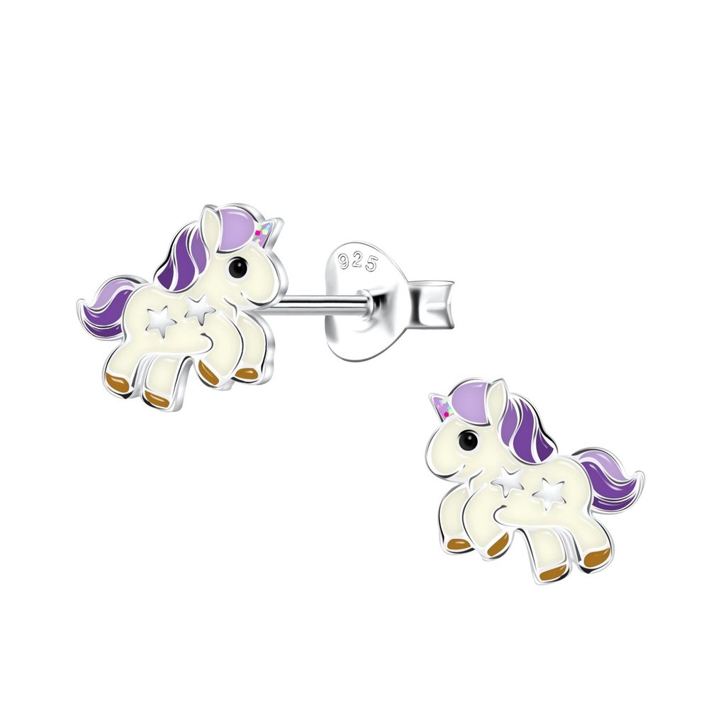 Silver Unicorn Stud Earrings