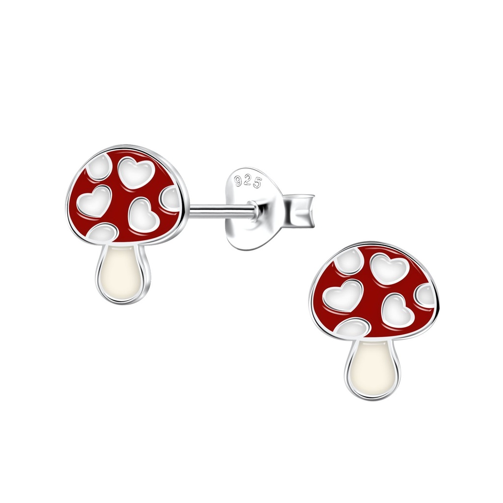Puces d'oreilles champignon en argent