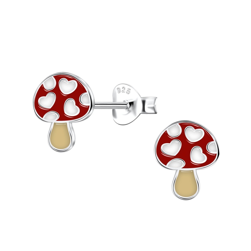 [10033794] Silver Mushroom Stud Earrings