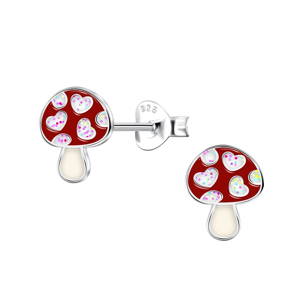 Puces d'oreilles champignon en argent