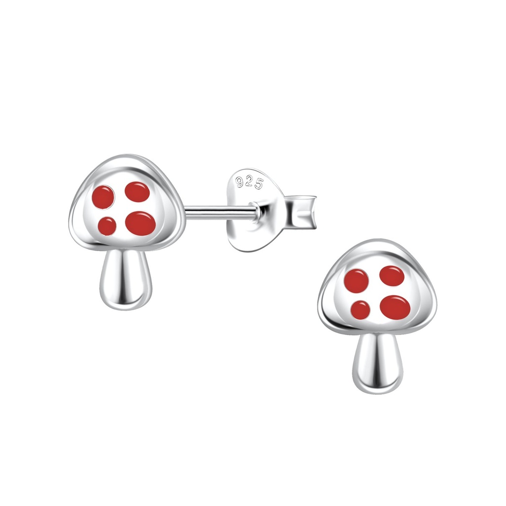 Puces d'oreilles champignon en argent