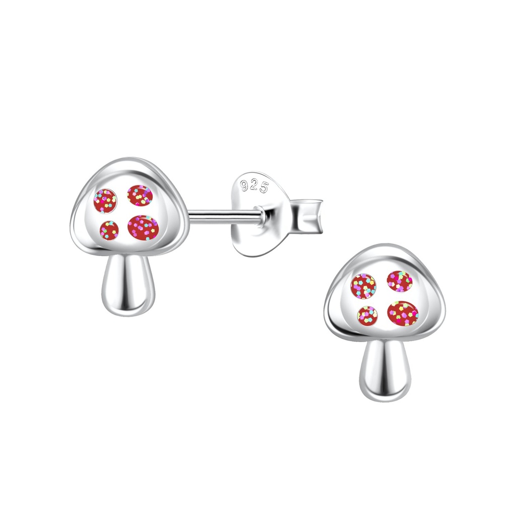 Puces d'oreilles champignon en argent