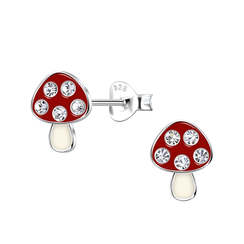 [10033789] Silver Mushroom Stud Earrings