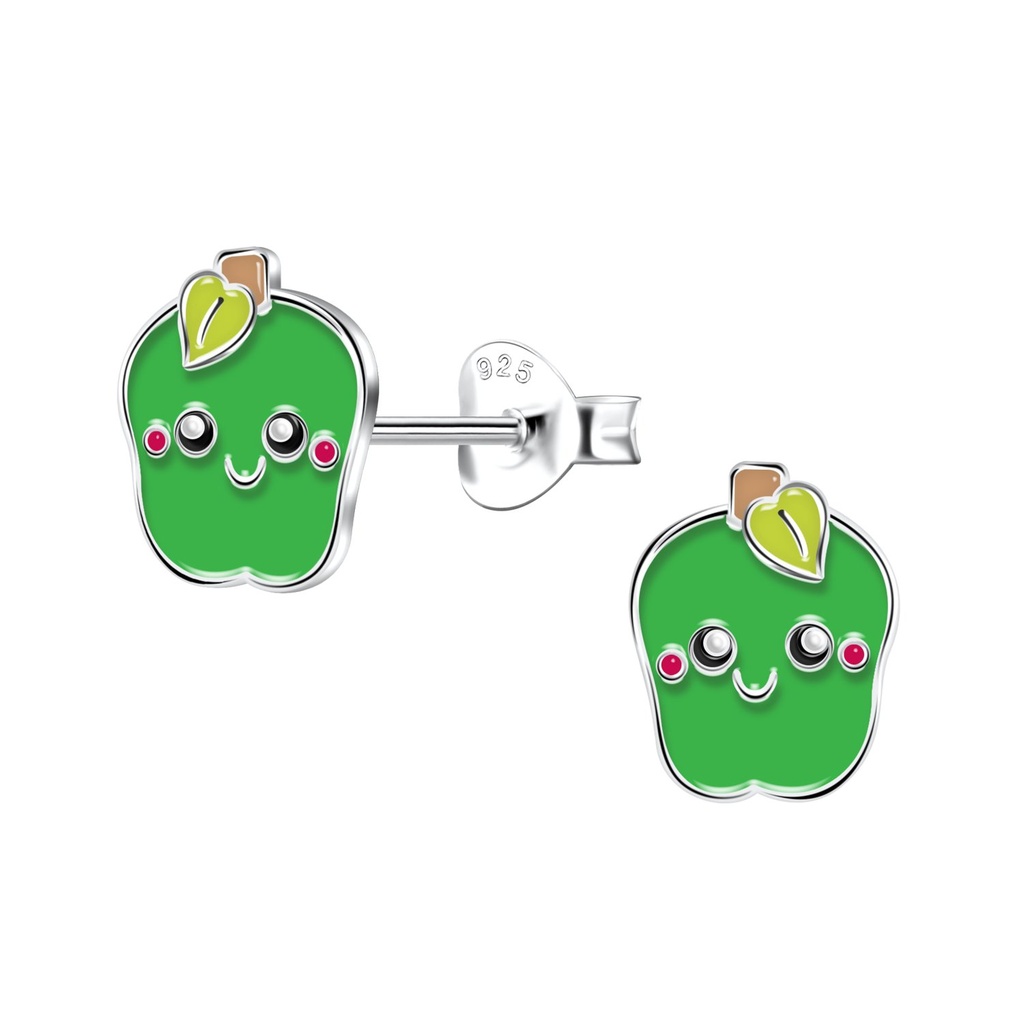 Puces d'oreilles pomme en argent