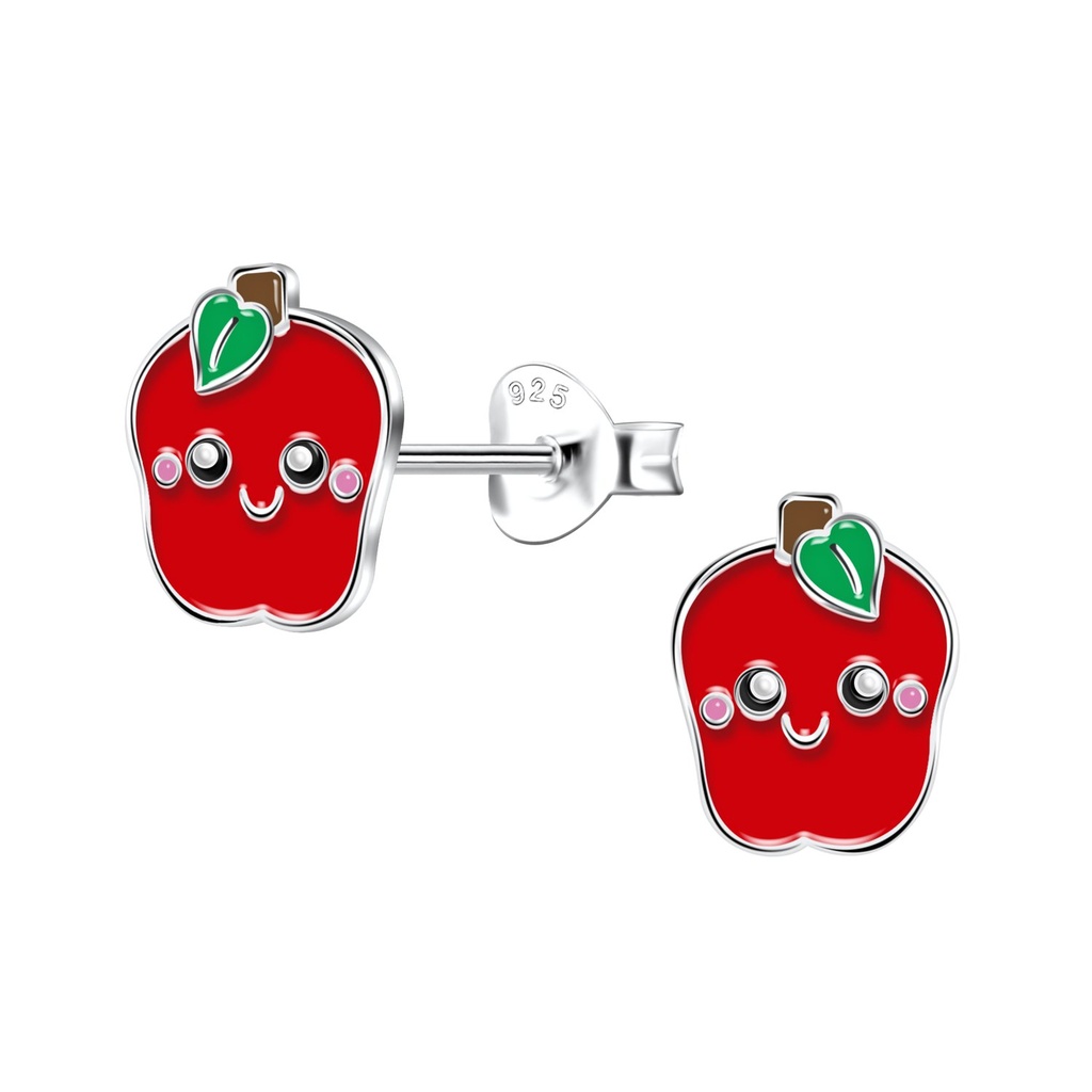 Puces d'oreilles pomme en argent