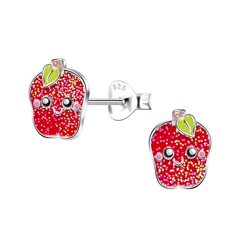 Silver Apple Stud Earrings