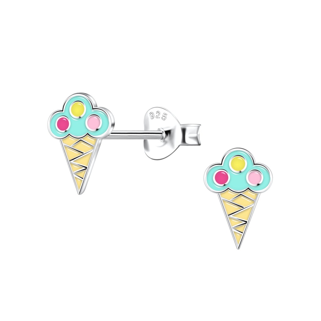 Silver Ice Cream Stud Earrings