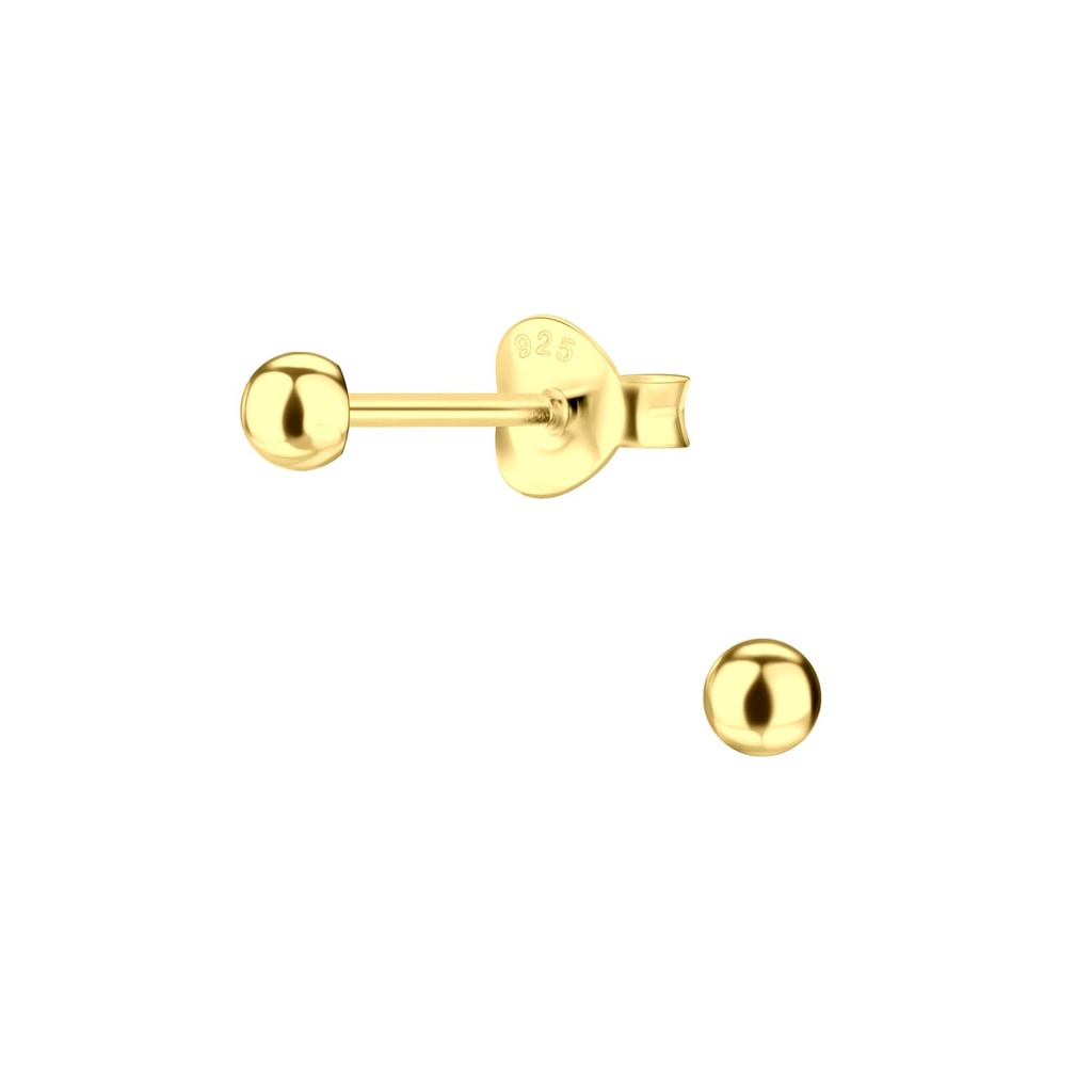 Puces d'oreilles demi-boule en argent 3 mm