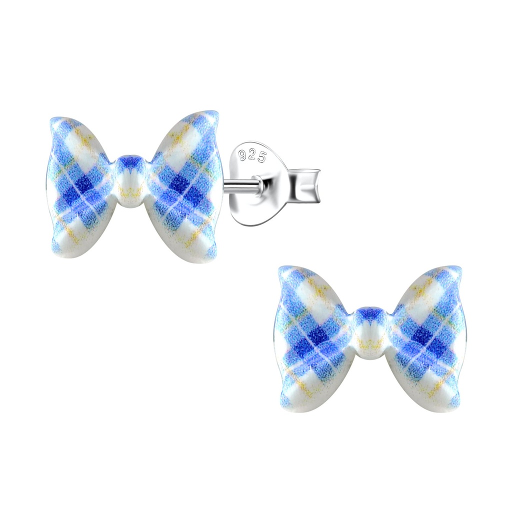 Puces d'oreilles en argent avec nœud en résine
