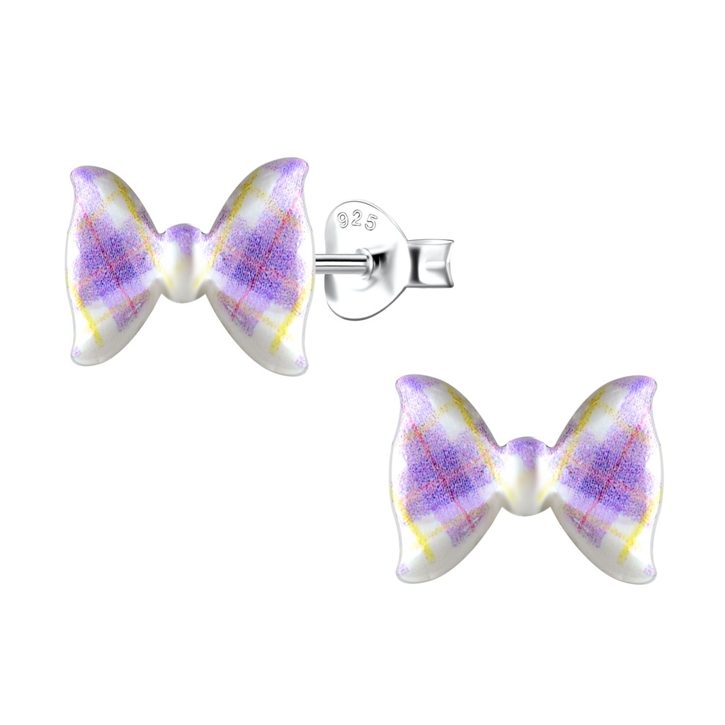 Puces d'oreilles en argent avec nœud en résine