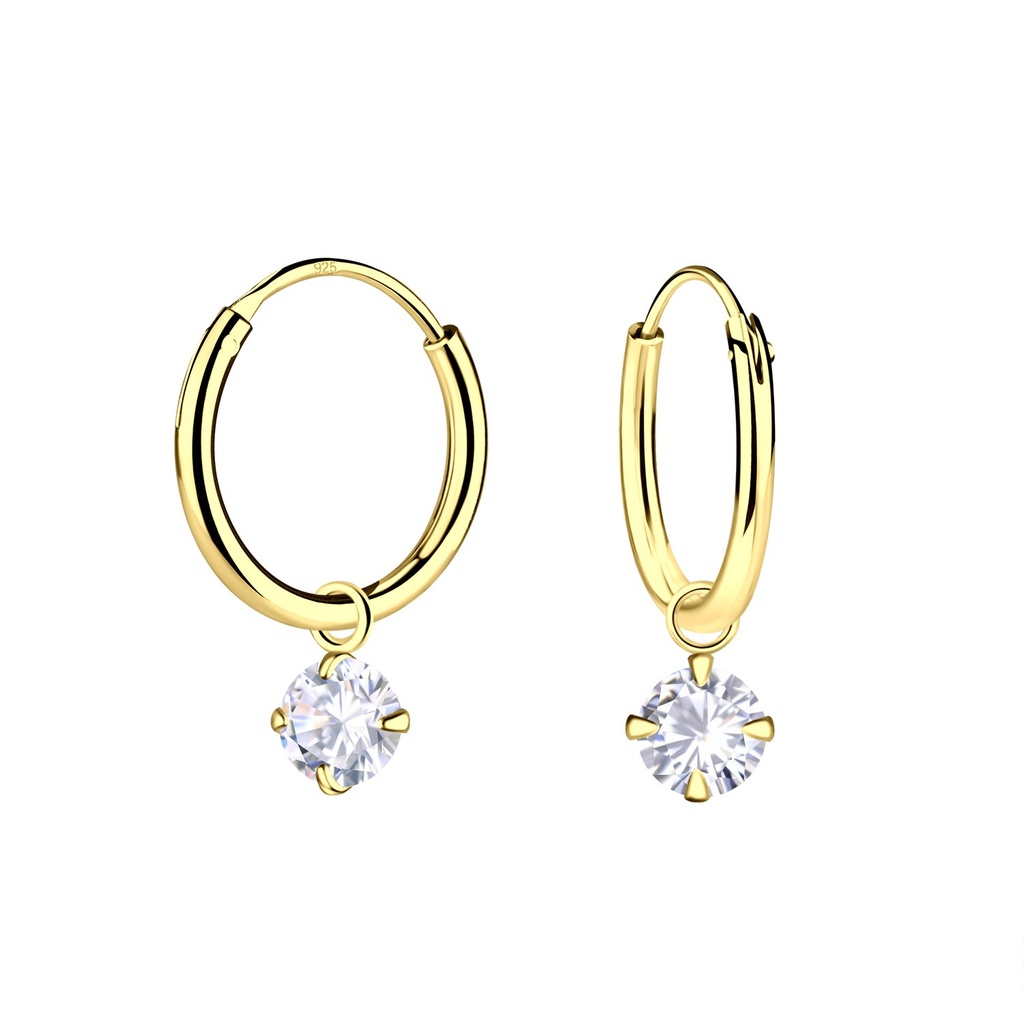 [10035029] Créoles breloque zircon 4 mm