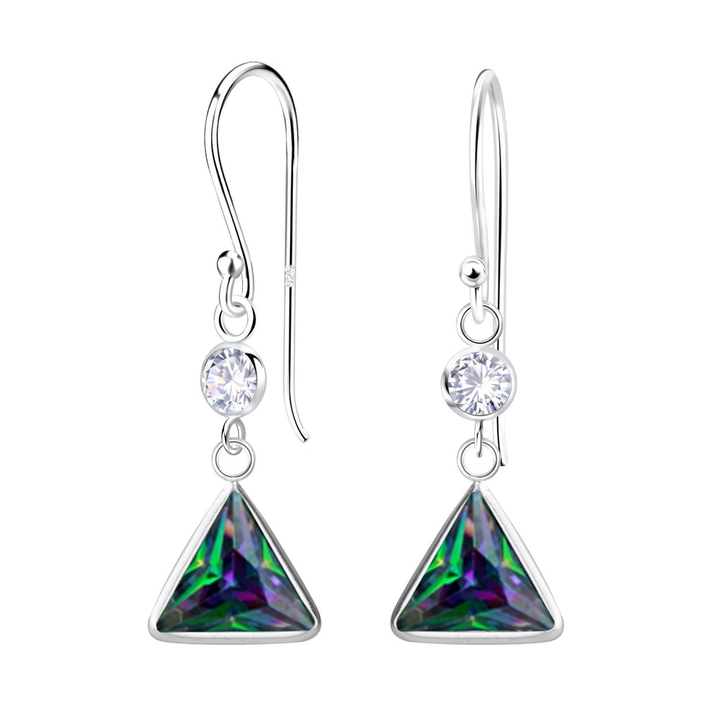 [10033447] Silver Geometric Cubic Zirconia Earrings