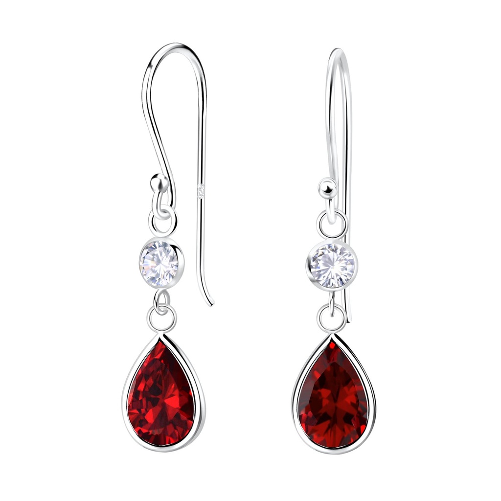 [10033445] Silver Tear Drop Cubic Zirconia Dangle Earrings