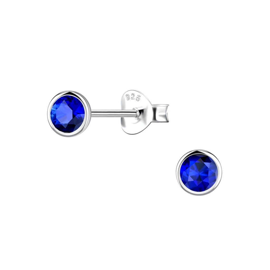 [10034255] Puces d'oreilles en argent zircon rond 4 mm