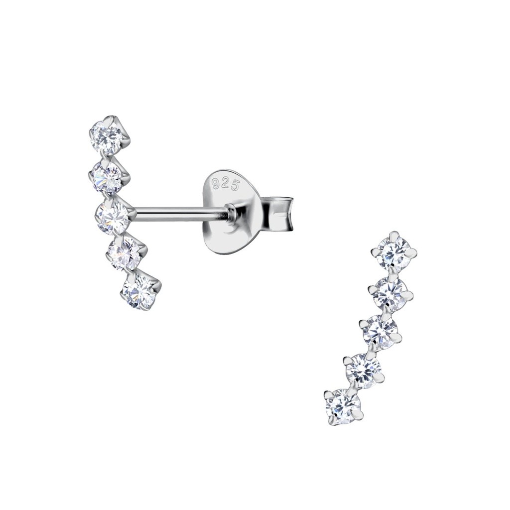 Puces d'oreilles courbées en argent zircon 1.8 mm