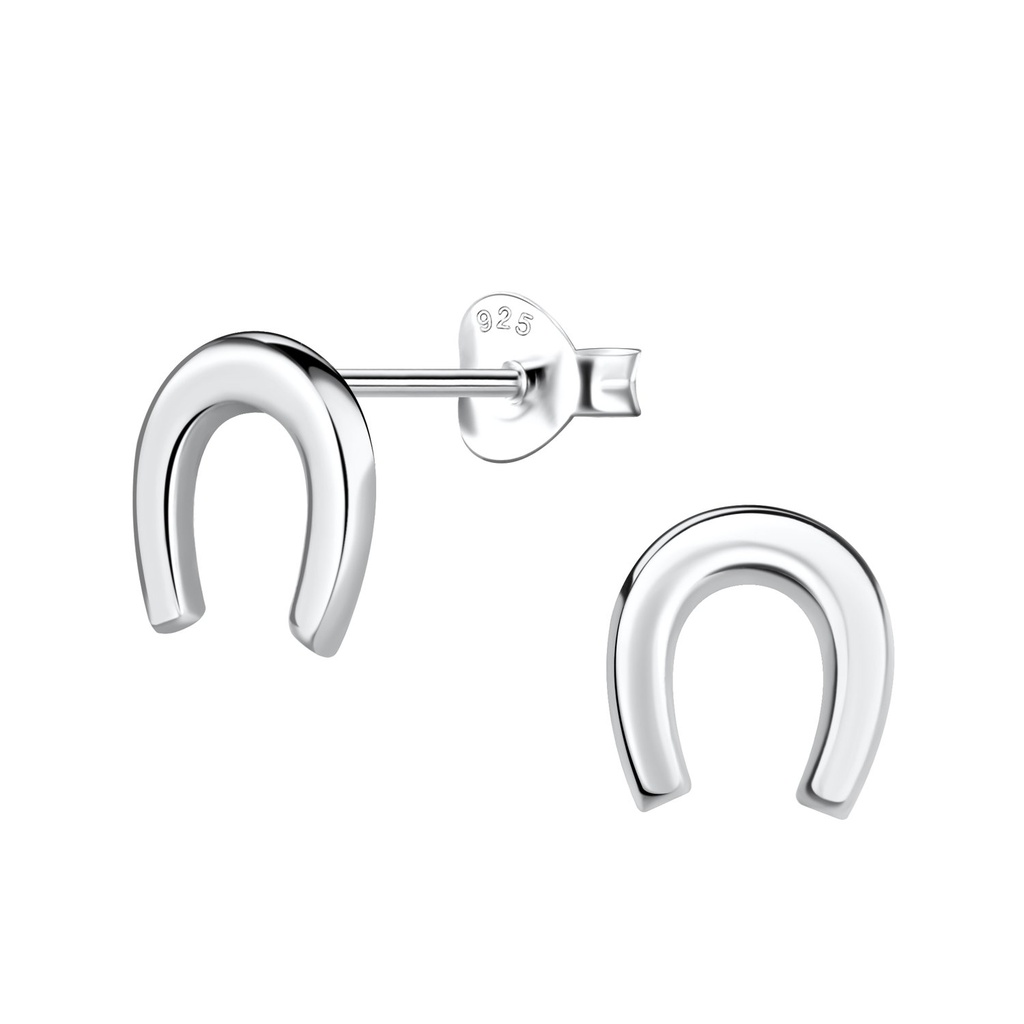 Silver Horseshoe Stud Earrings