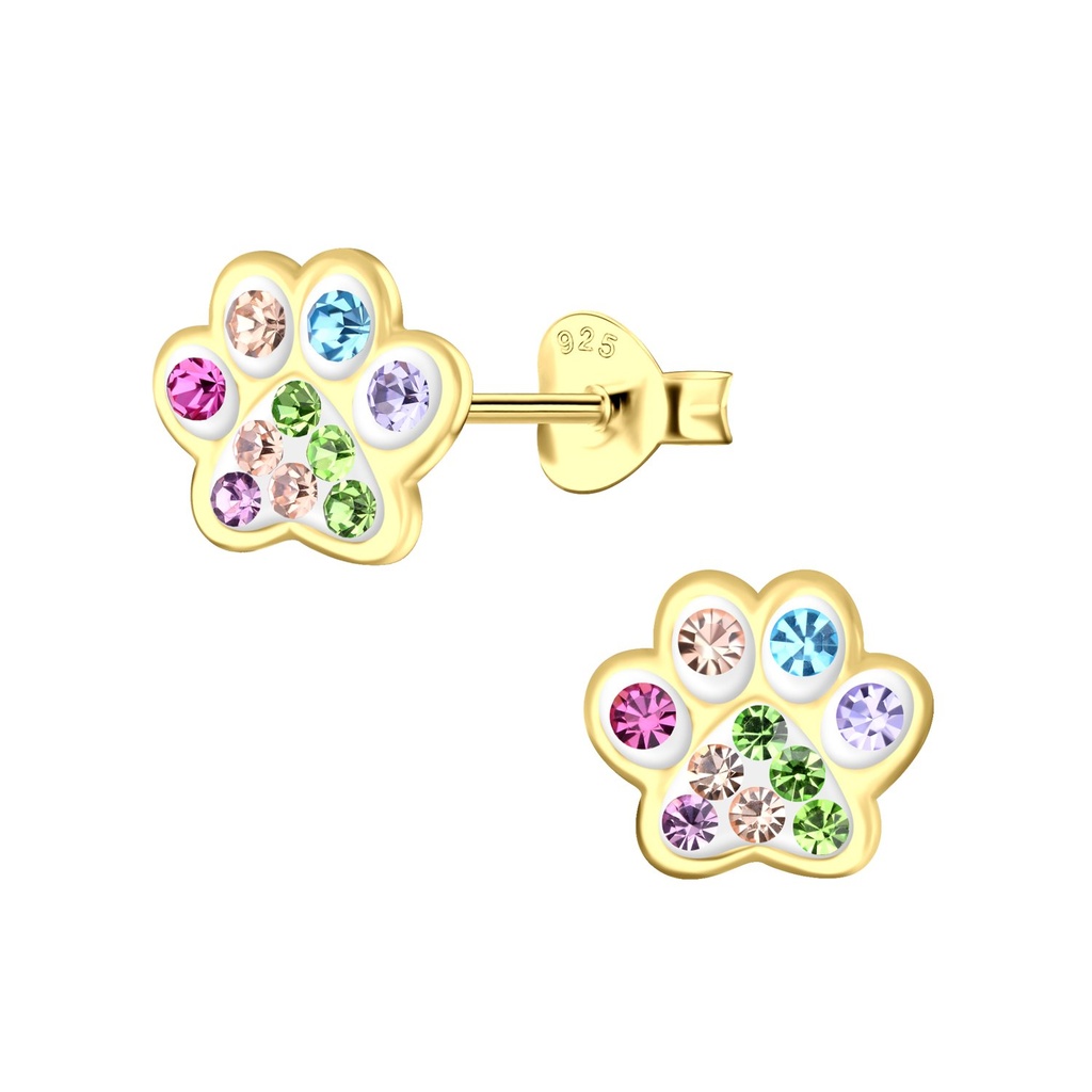 Silver Paw Print Stud Earrings
