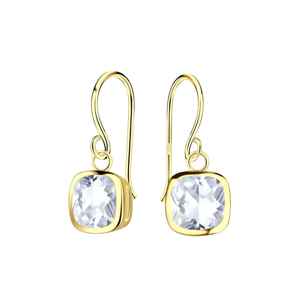 [10033383] Boucles d'oreilles en argent zircon coussin 6 mm