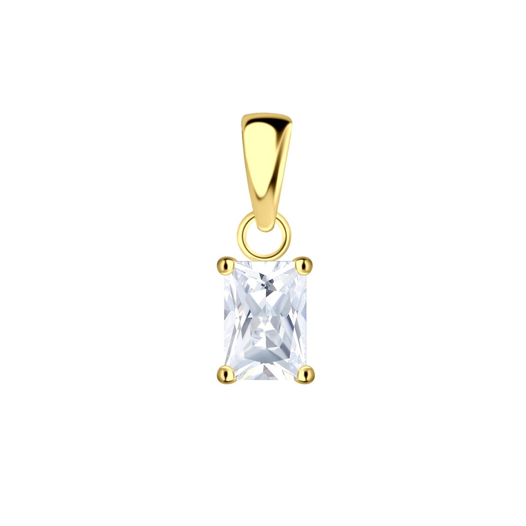 [10033897] 4x6mm Baguette Cubic Zirconia Silver Pendant