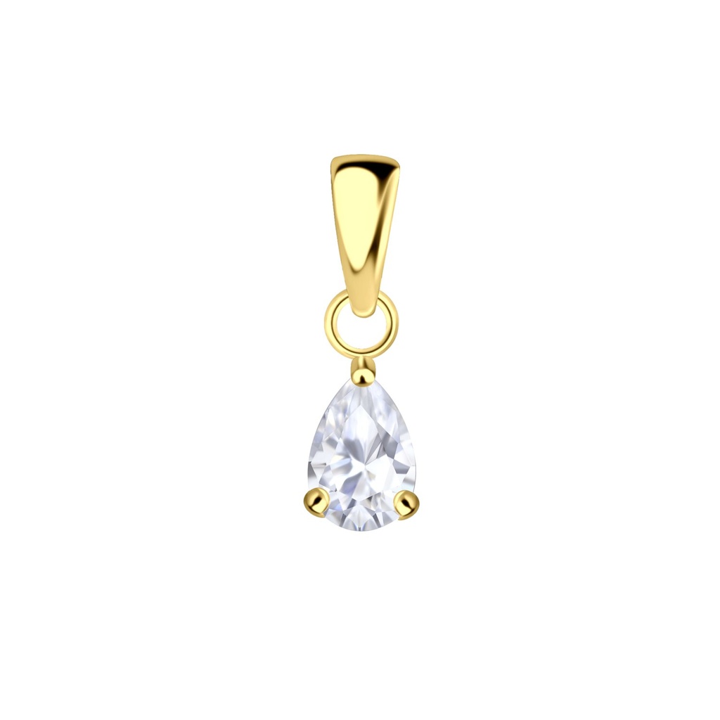 [10033932] 4x6mm Pear Cubic Zirconia Silver Pendant