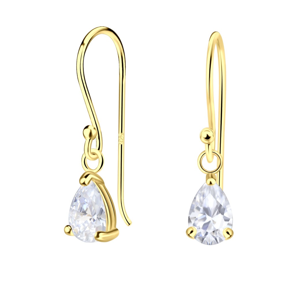 Boucles d'oreilles en argent zircon poire 4x6 mm