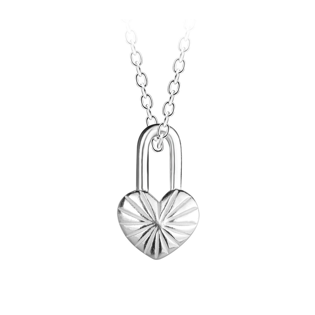 [10035976] Silver Lock Heart Necklace