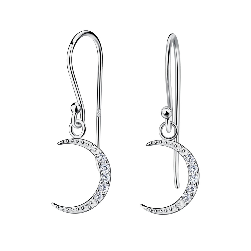[10035173] Boucles d'oreilles croissant de lune en argent