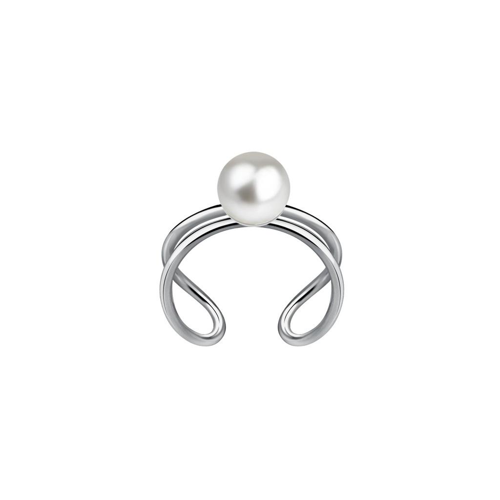 [10034932] Silver Wire Ear Cuff with 4mm Pearl