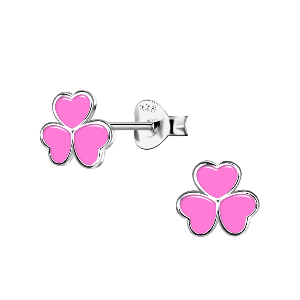 Silver Triple Heart Stud Earrings
